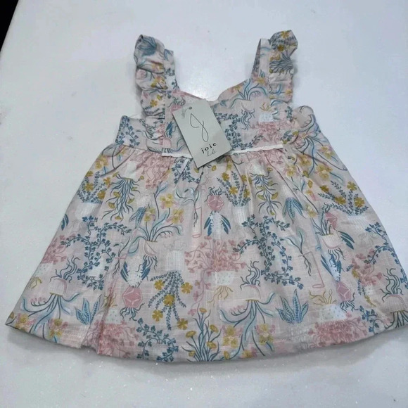 NWT Joie Toddler Girls Pink Floral Dress ruffles Lined 100% Cotton Sz 18 Months - Picture 11 of 11